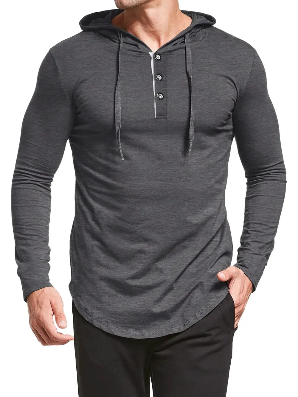 Men's Plus Size Drawstring Long Sleeve Hoodie by Trendsi