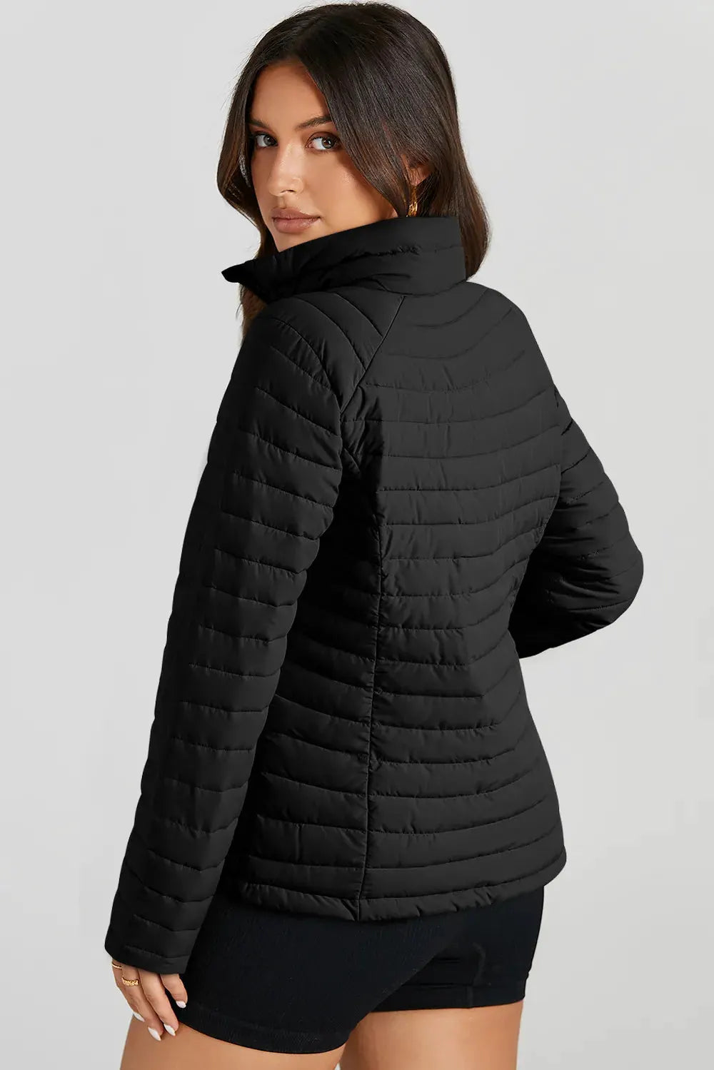 Turtleneck Zip Up Long Sleeve Jacket by Partner Label