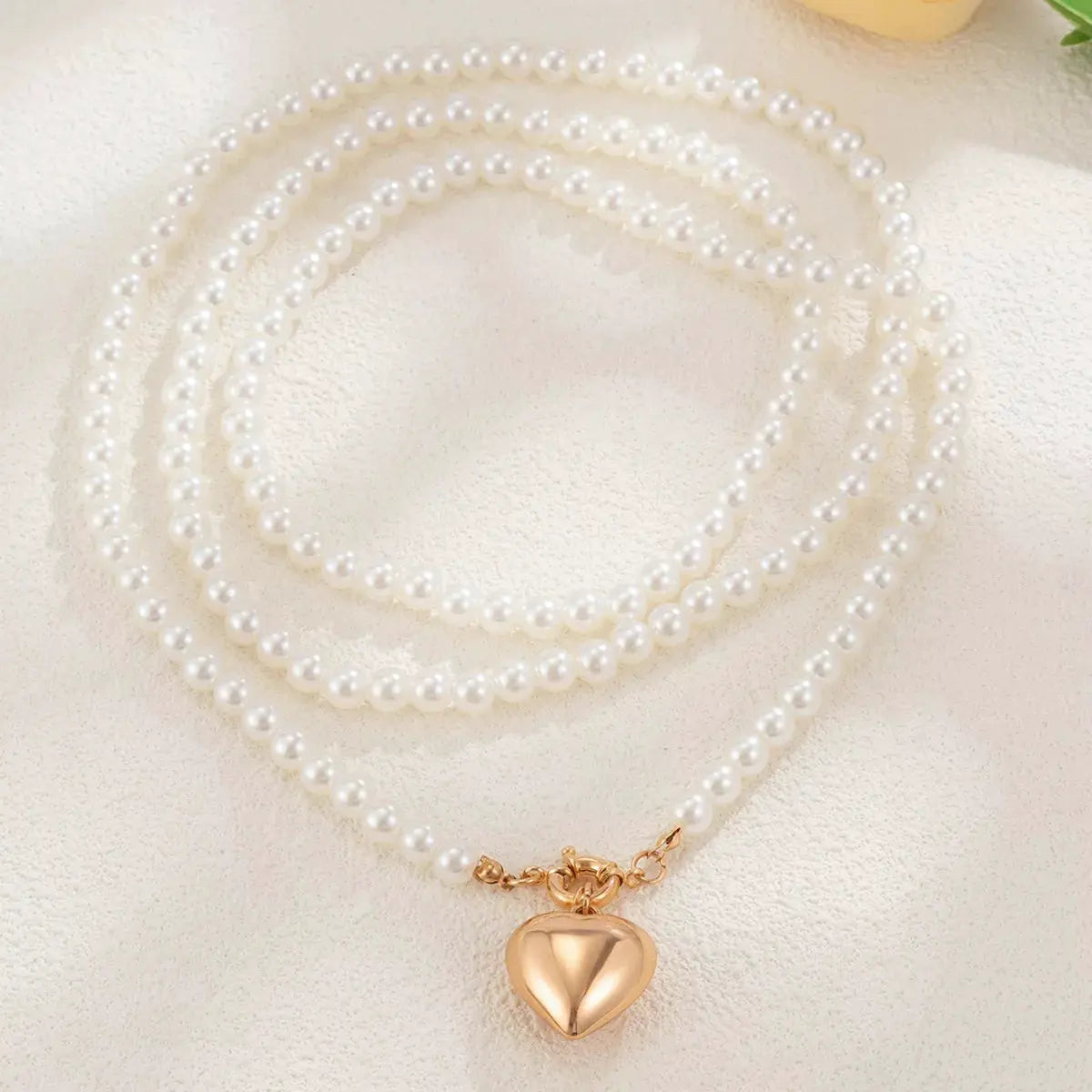 Pearl Chain Heart Necklace by Partner Labels