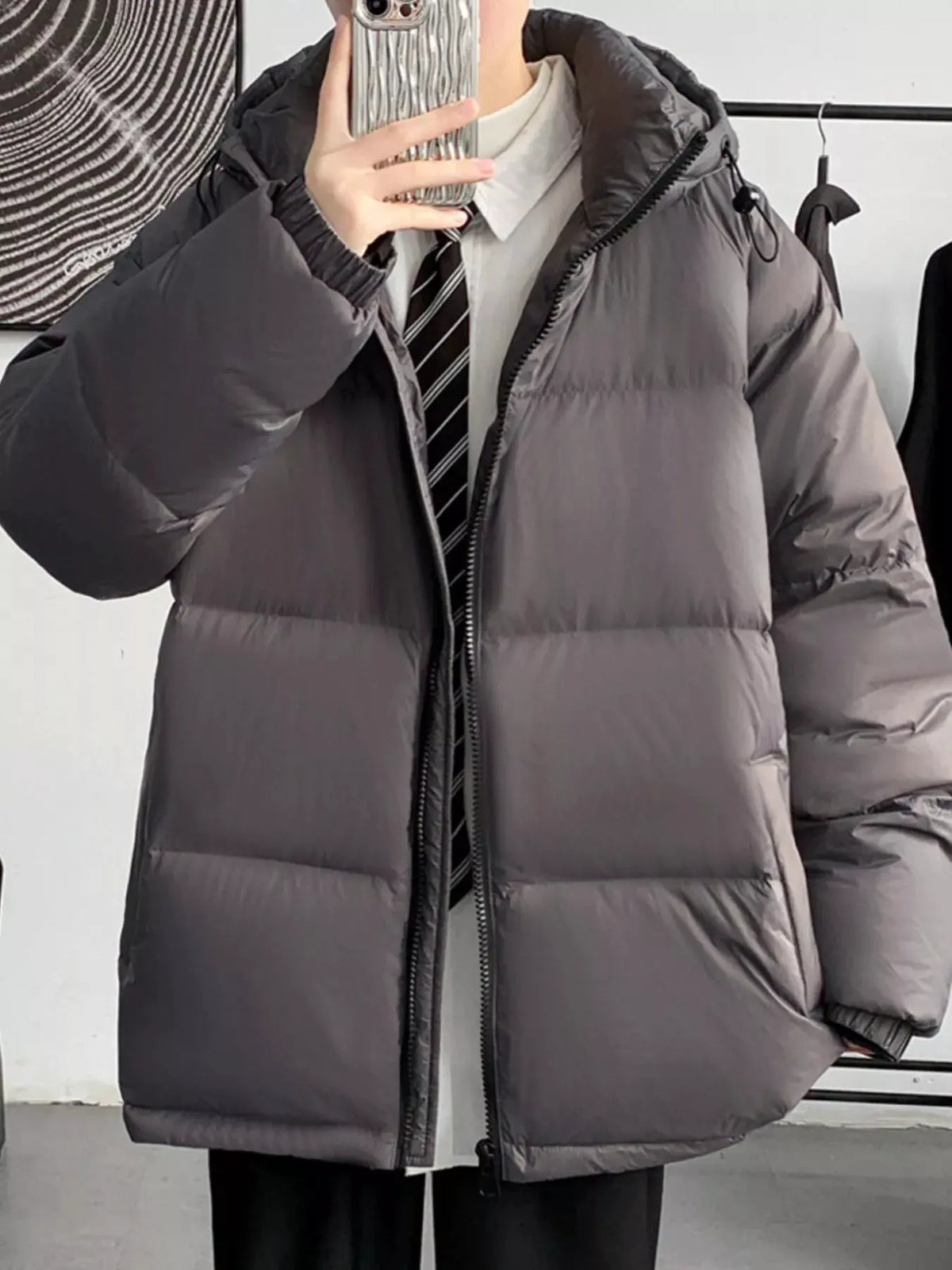 Men's Full Size Warm Padded Hooded Puffer Jacket Plus Size by Partner Label