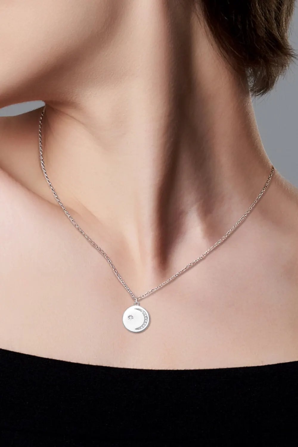 Moissanite Round Pendant Necklace by Partner Label