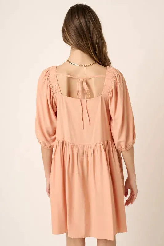 Mittoshop Pintuck Detail Tie Back Mini Dress by Mittoshop