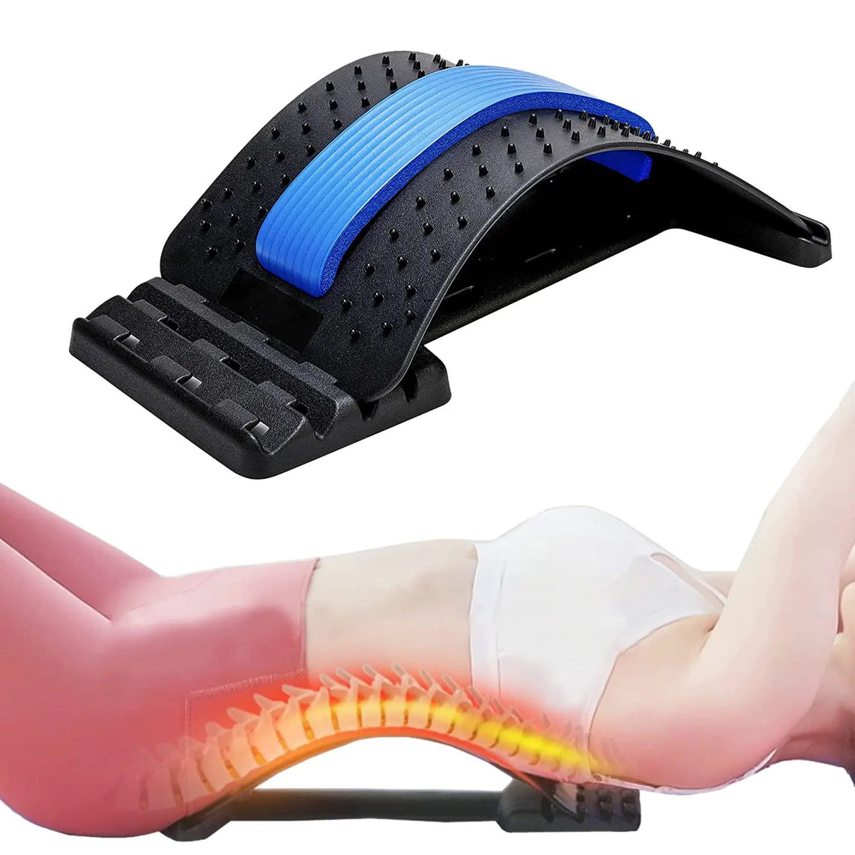 Stretcher for Lower Back Pain Relief, Multi-Level Lumbar Support Massager by Savoy Active