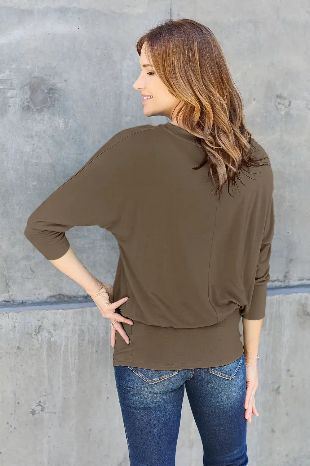 Basic Bae Full Size Round Neck Batwing Sleeve Top by Basic Bae