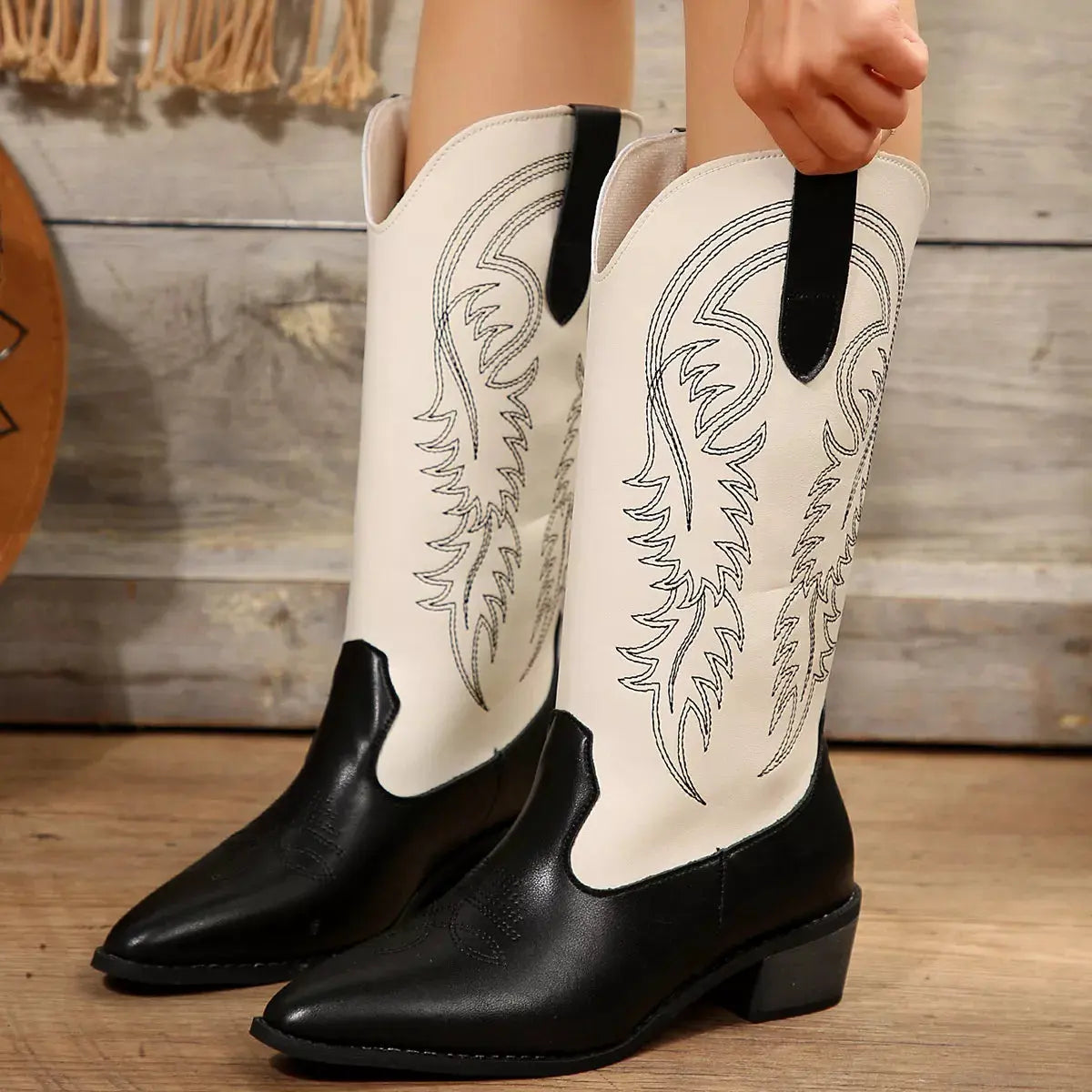 Point Toe Block Heels Boots by Partner Label
