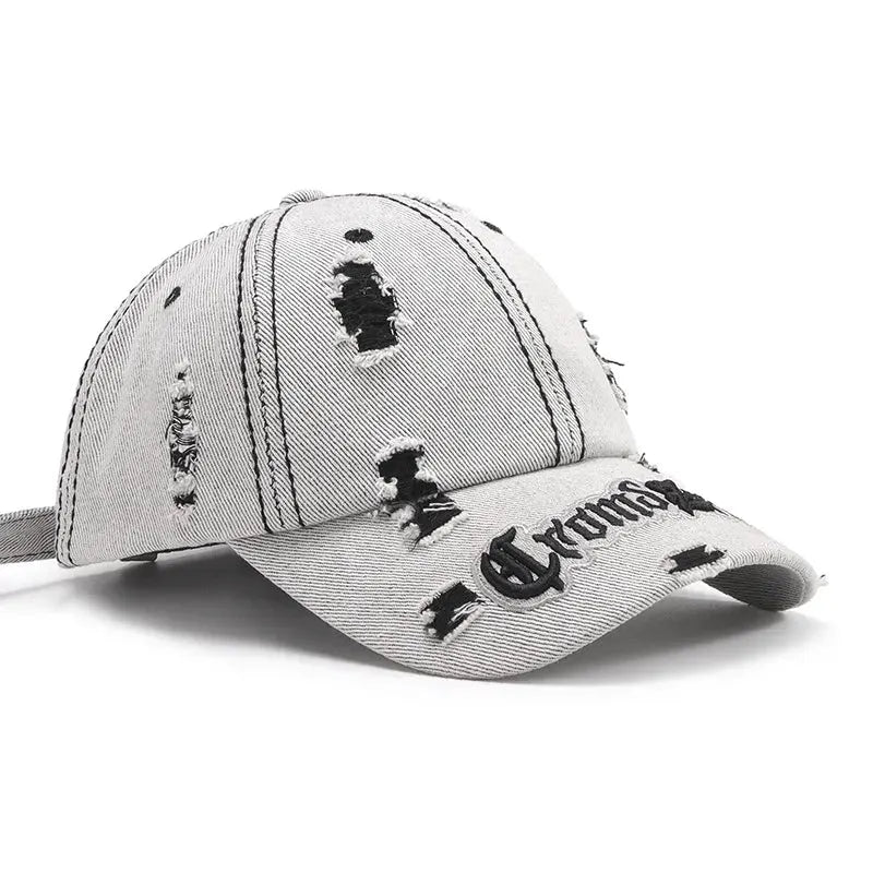 Distressed Letter Embroidered Baseball Cap by Partner Label