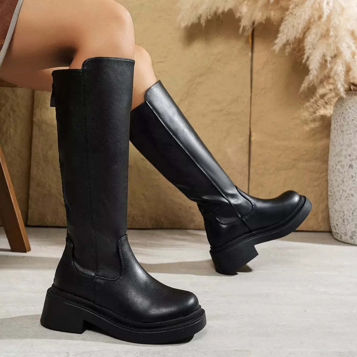 Round Toe Block Heels Boots by Partner Label