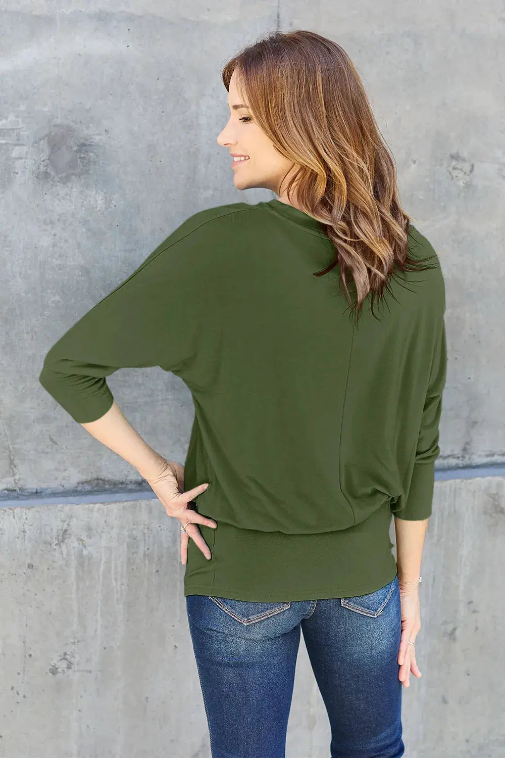 Basic Bae Full Size Round Neck Batwing Sleeve Top by Basic Bae