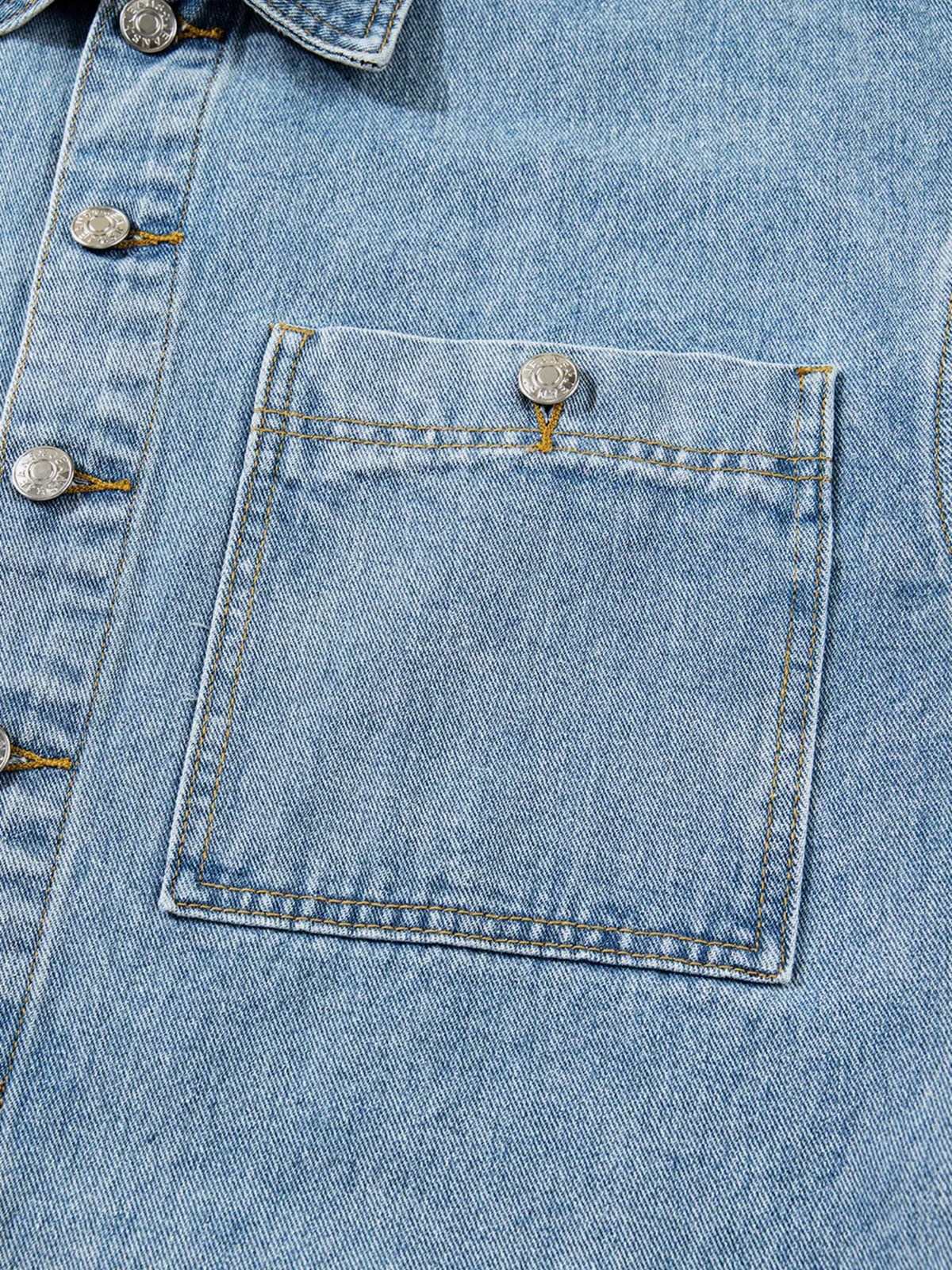 Patched Pockets Side Tie Denim Jacket by Partner Label