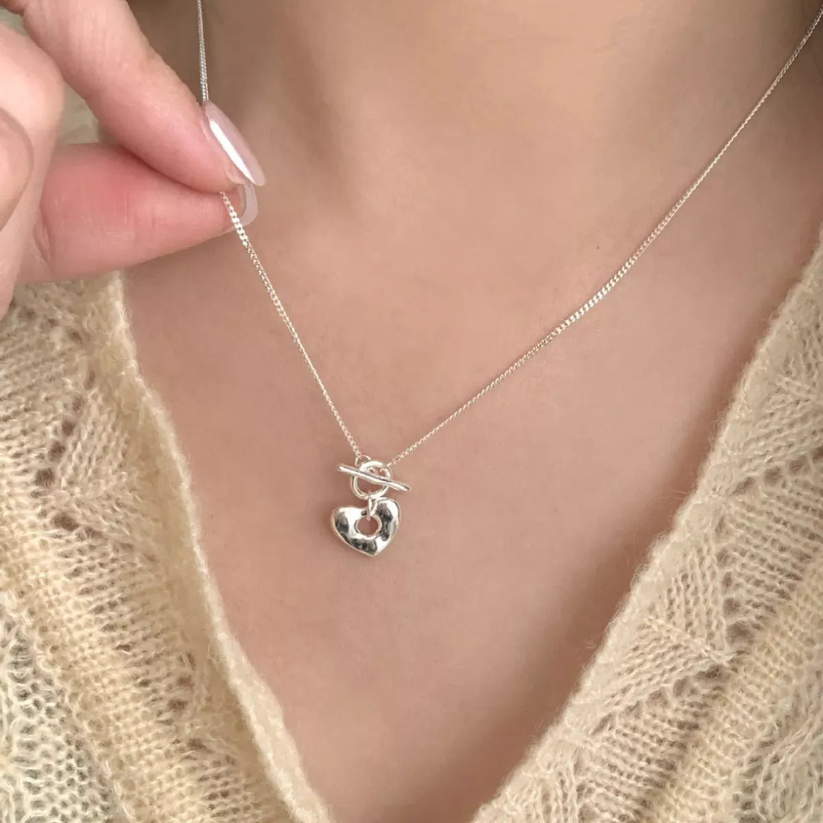 925 Sterling Silver Heart Toggle Clasp Necklace by Partner Labels