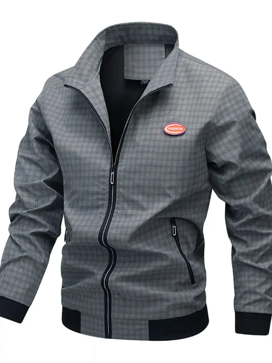 Men's Plus Size Plaid Lightweight Zip-Up Jacket by Partner Label