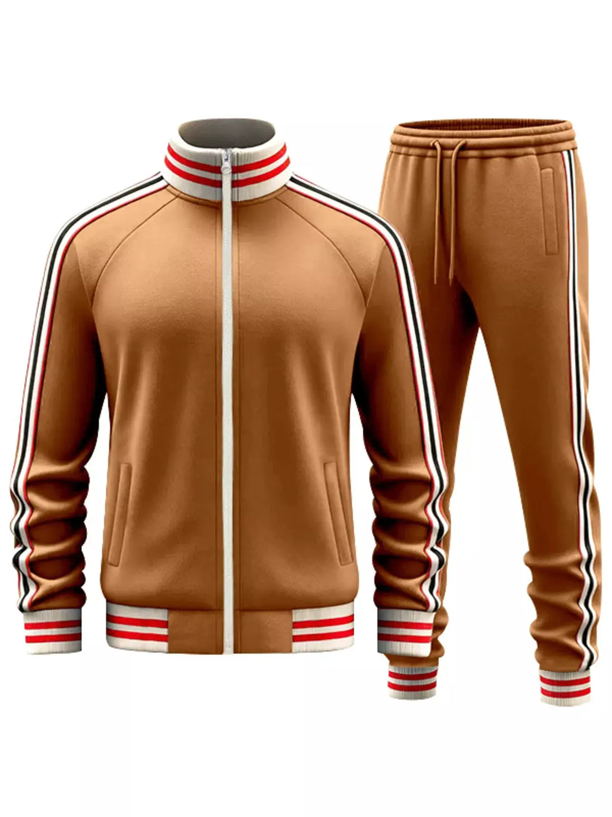 Men's Full Size Striped Zip Up Outerwear and Pants Plus Size by Partner Label