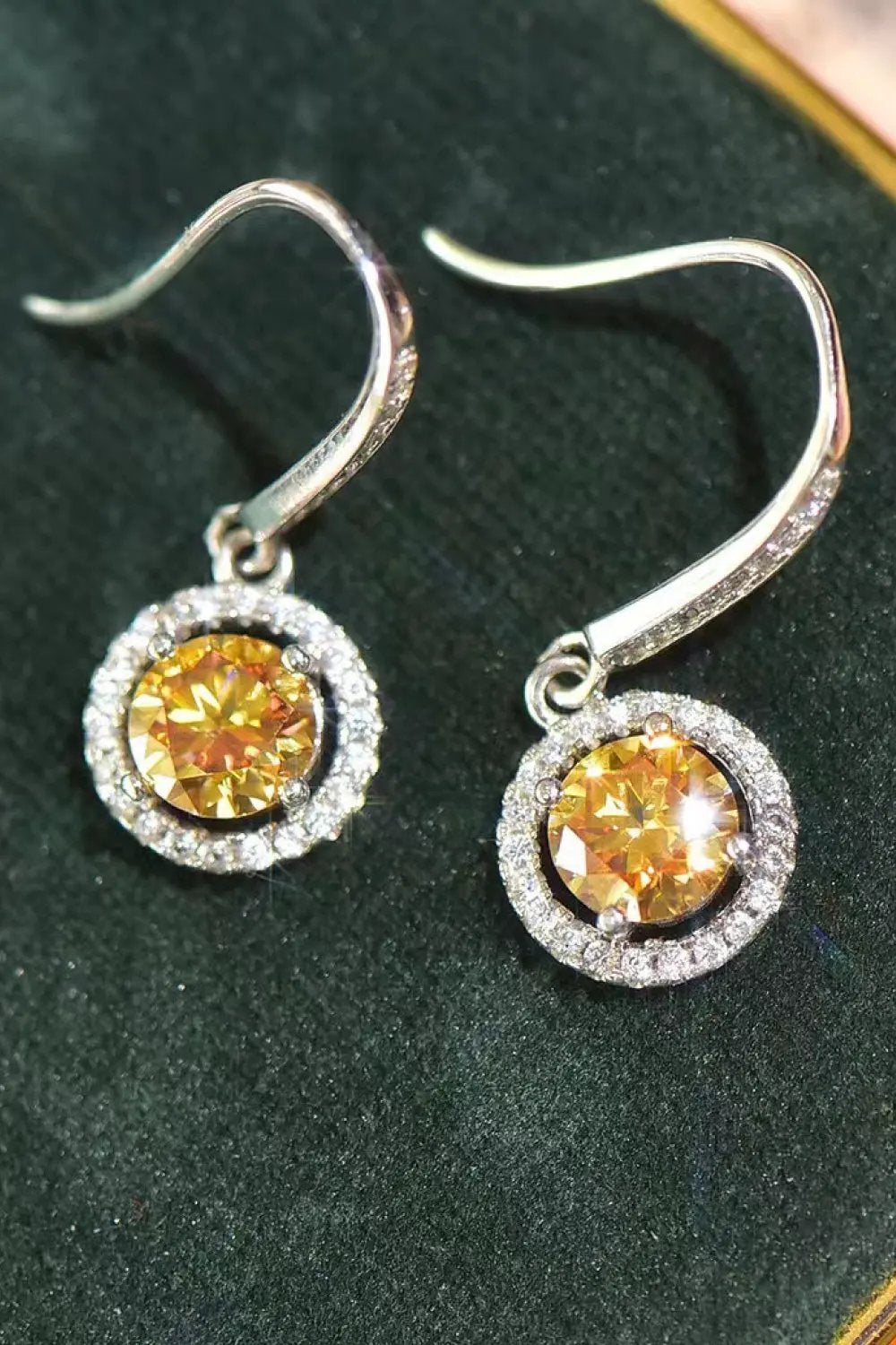 Platinum-Plated 2 Carat Moissanite Drop Earrings by Partner Label