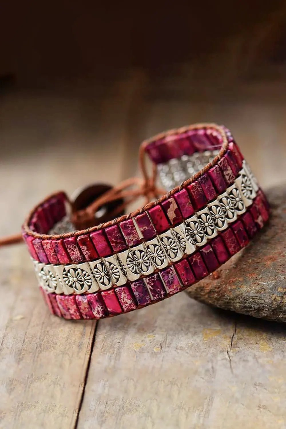 Handmade Triple Layer Natural Stone Bracelet by Partner Label
