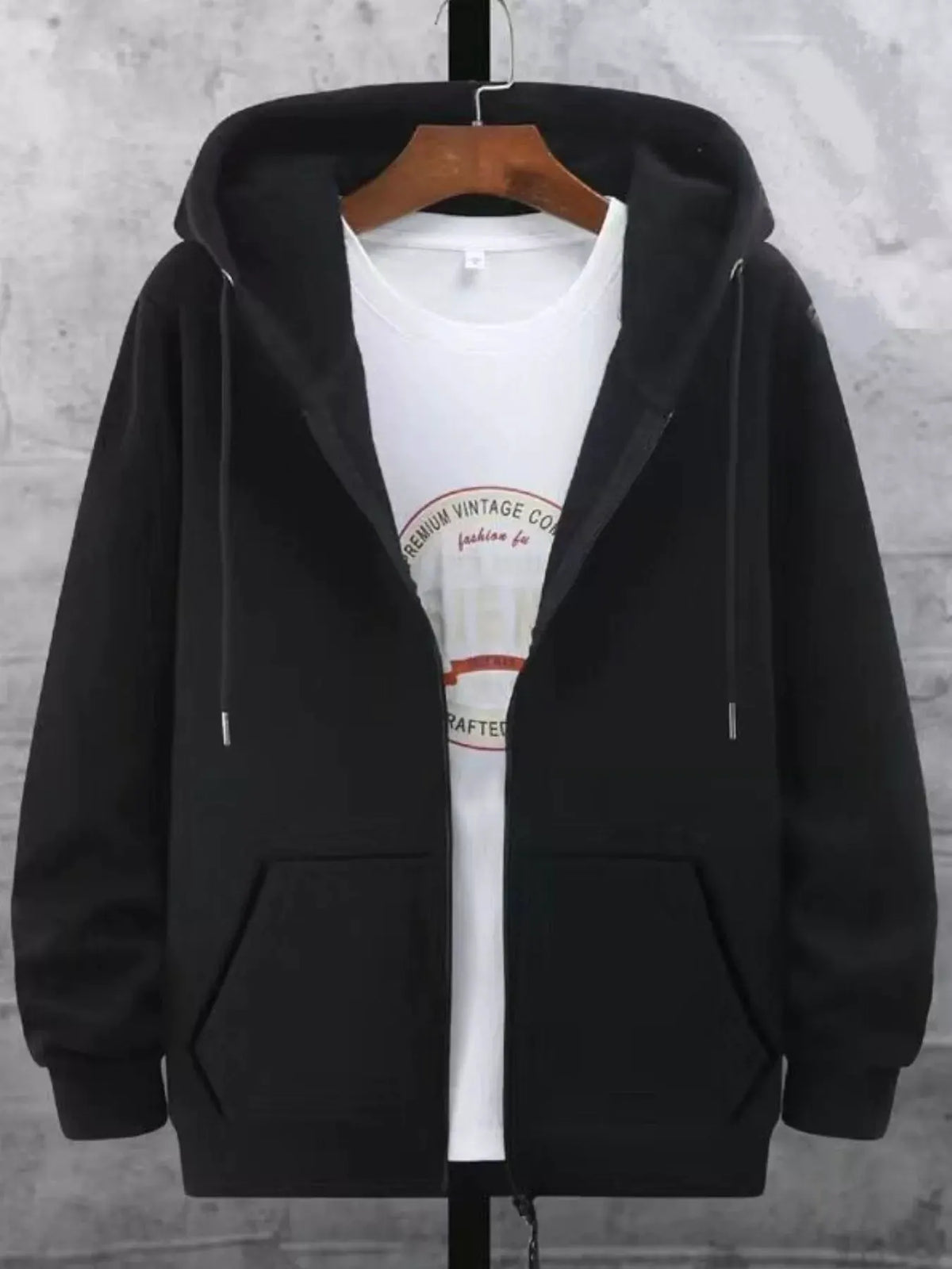 Men's Plus Size Fleece Lined Zip-Up Hoodie by Partner Label