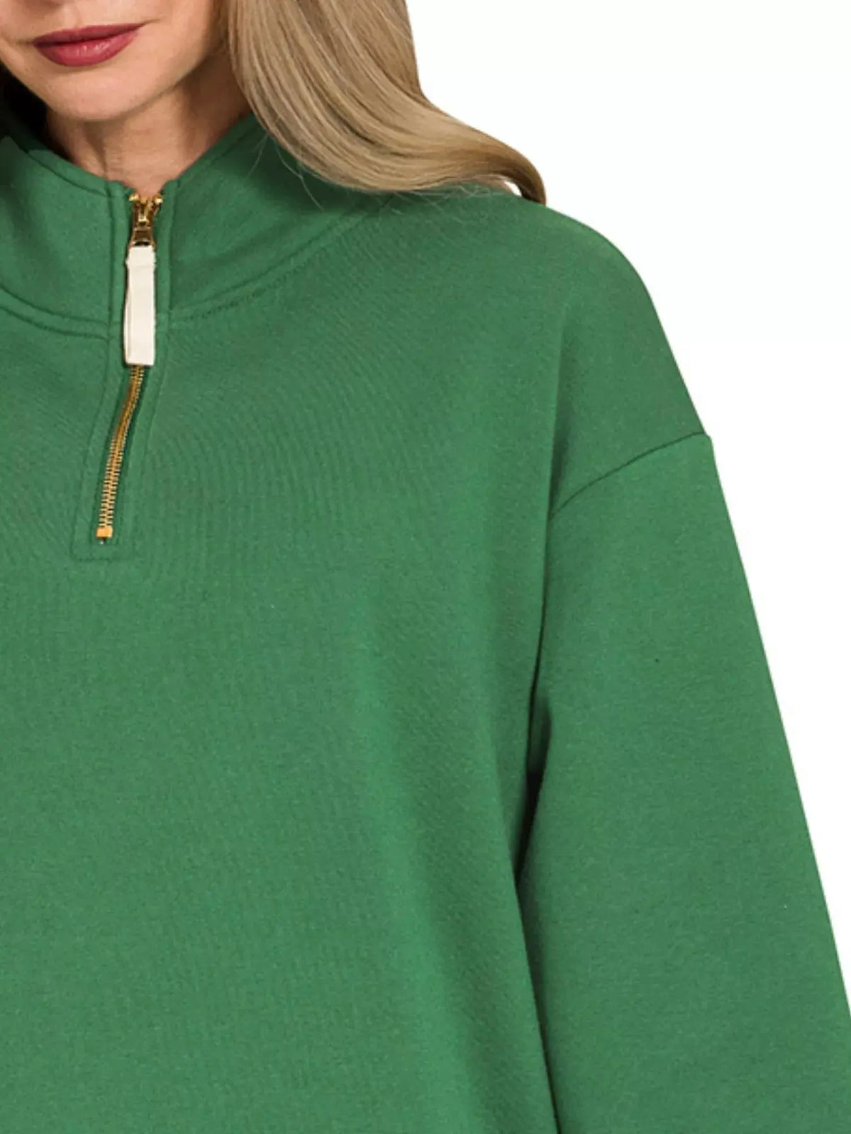 Zenana Fleece Half Zip Sweatshirt by Zenana