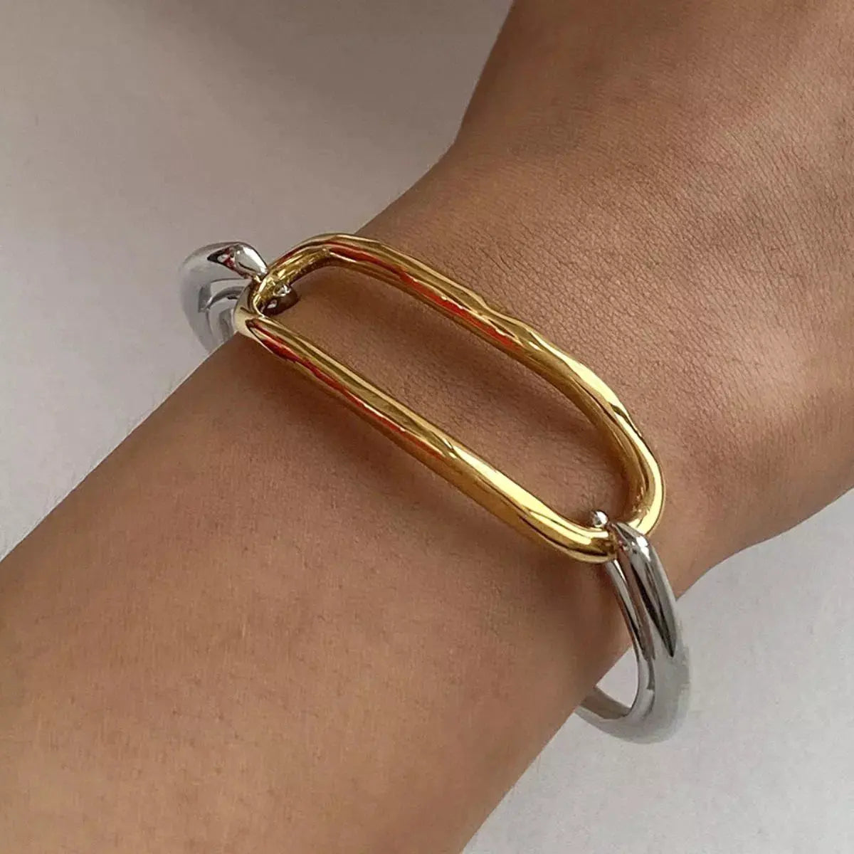 Two-Tone Geometric Link Bracelet by Partner Label
