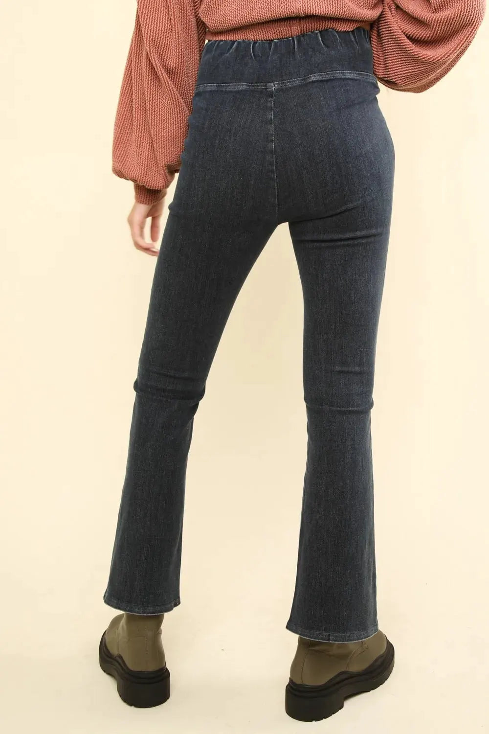 VERY J Washed Denim Stretchy Crossover Waist Leggings by Very J