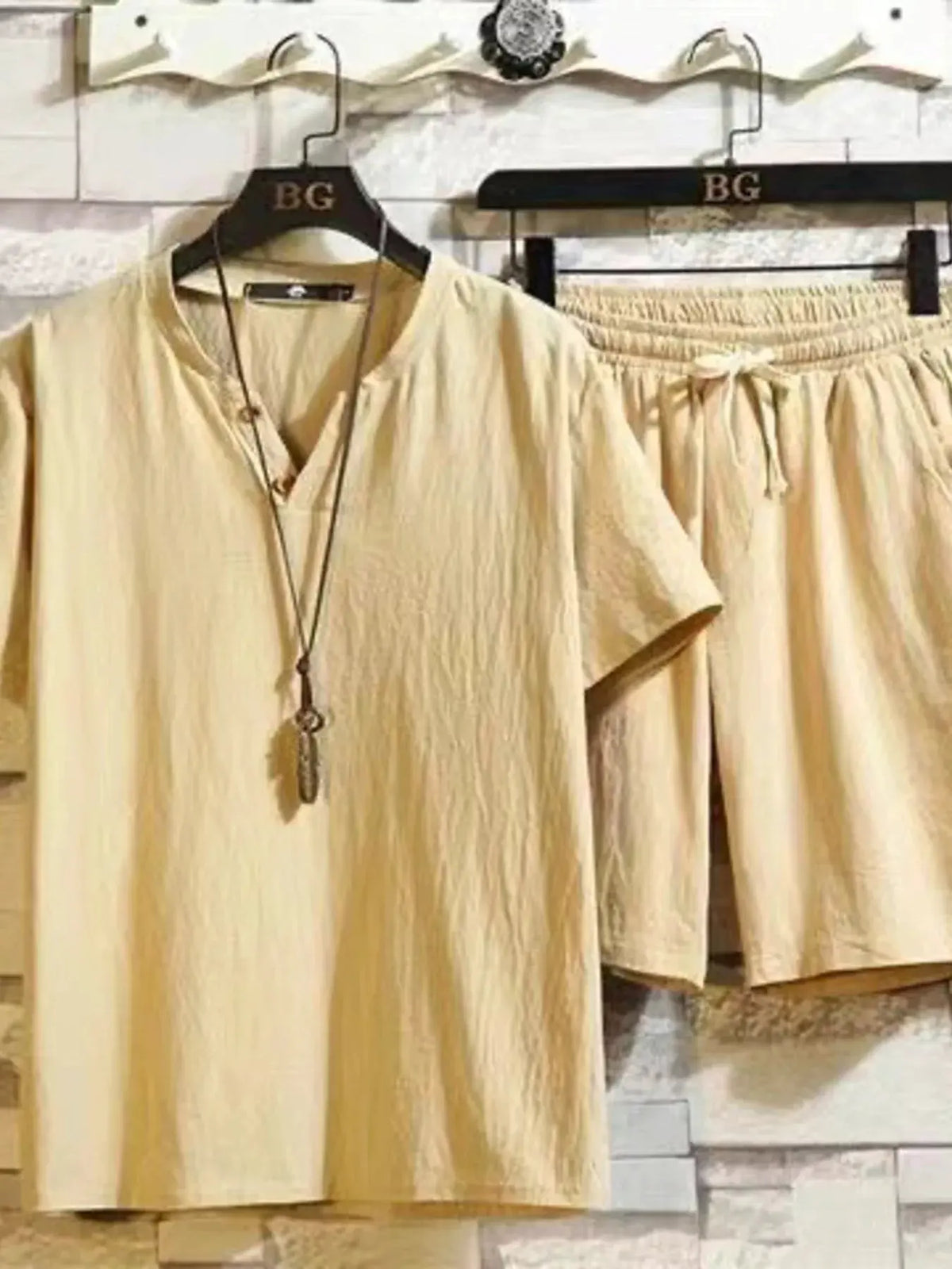Men's Plus Size Short Sleeve Top and Shorts Set by Trendsi