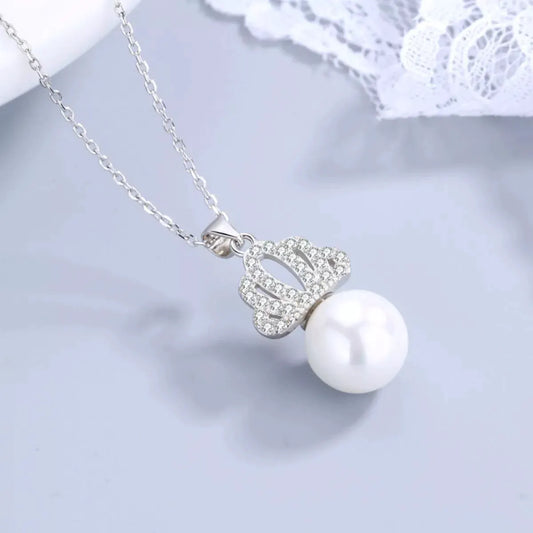 Crown Pearl Pendant Necklace by Partner Labels