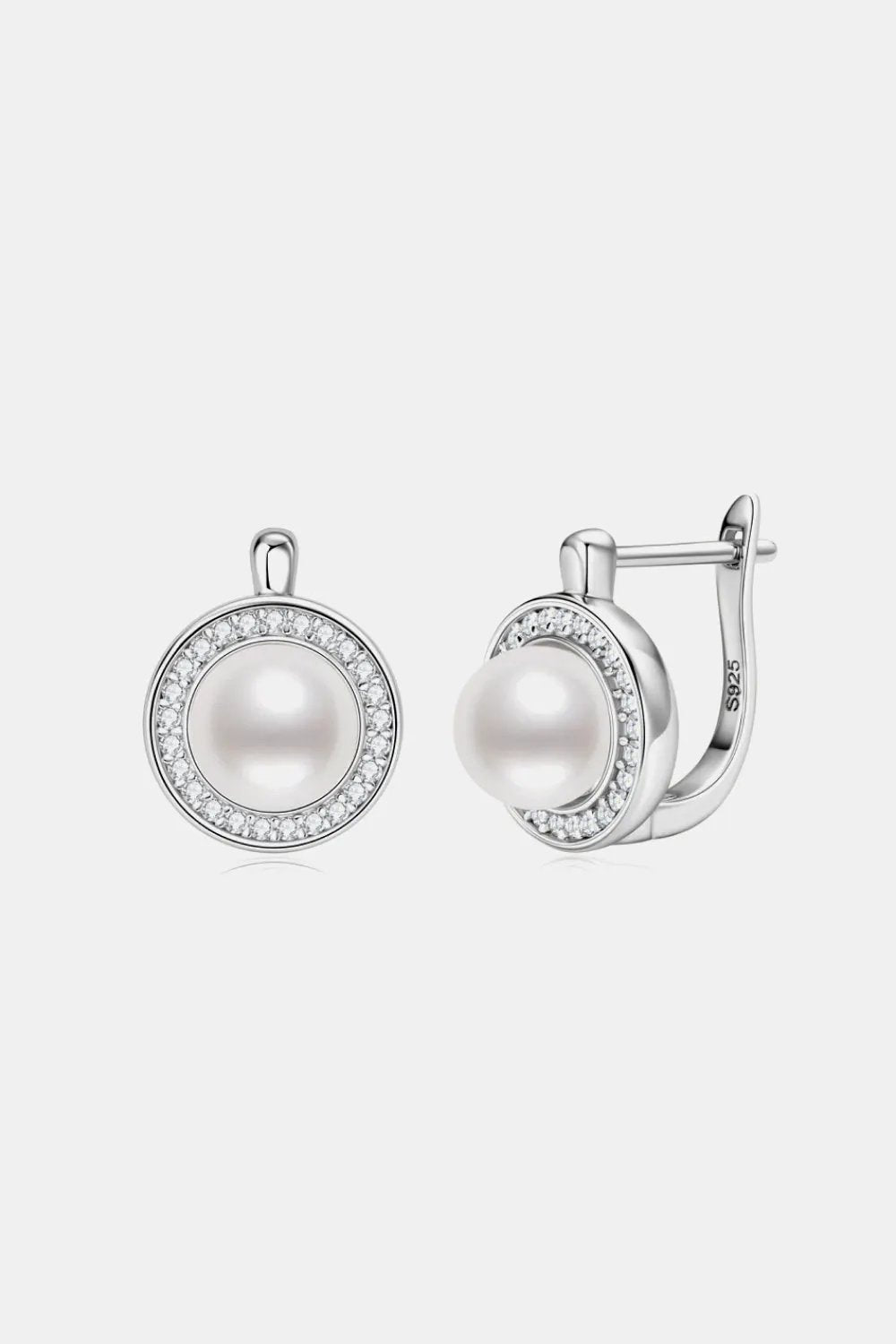Moissanite Pearl 925 Sterling Silver Earrings by Partner Label