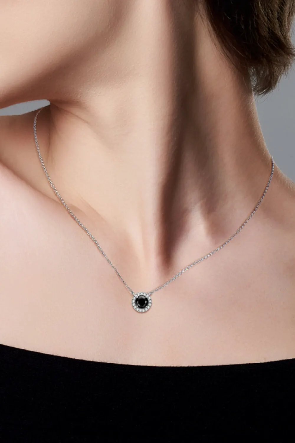 Two-Tone 1 Carat Moissanite Round Pendant Necklace by Partner Label