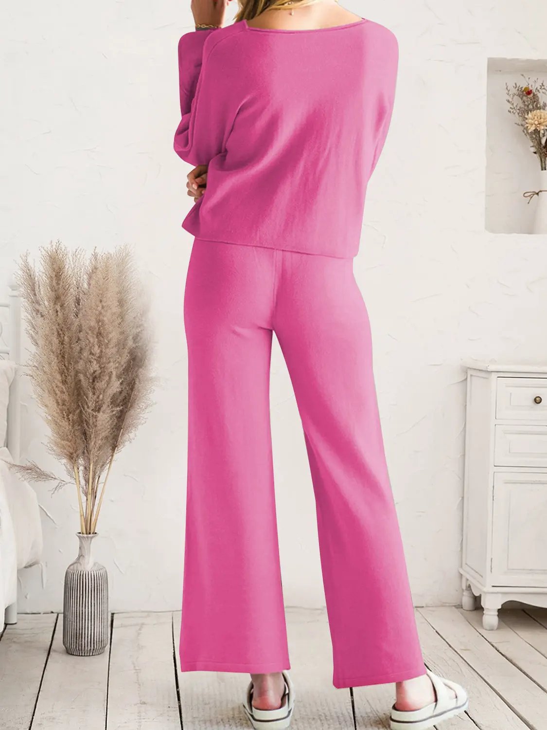 Long Sleeve Lounge Top and Drawstring Pants Set by Partner Label