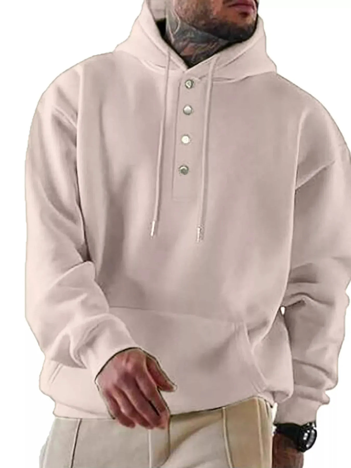 Men's Full Size Drawstring Kangaroo Pocket Hoodie Plus Size by Partner Label