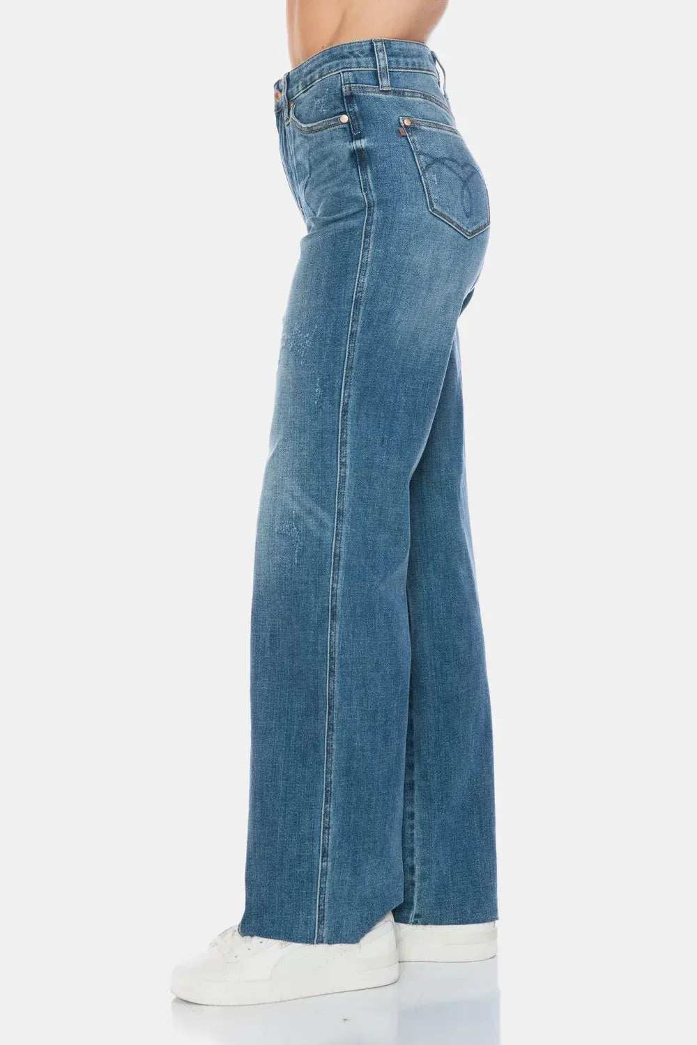 Judy Blue Full Size Tummy Control Cut Raw Hem Straight Jeans by Judy Blue