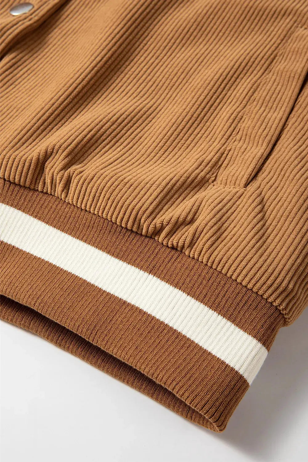 Contrast Baseball Collar Snap Down Long Sleeve Jacket by Partner Label