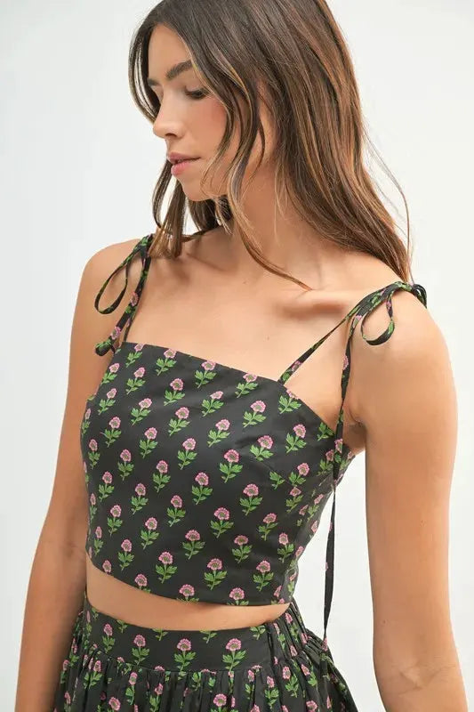 MABLE Floral Crop Top and Skirt Set by MABLE