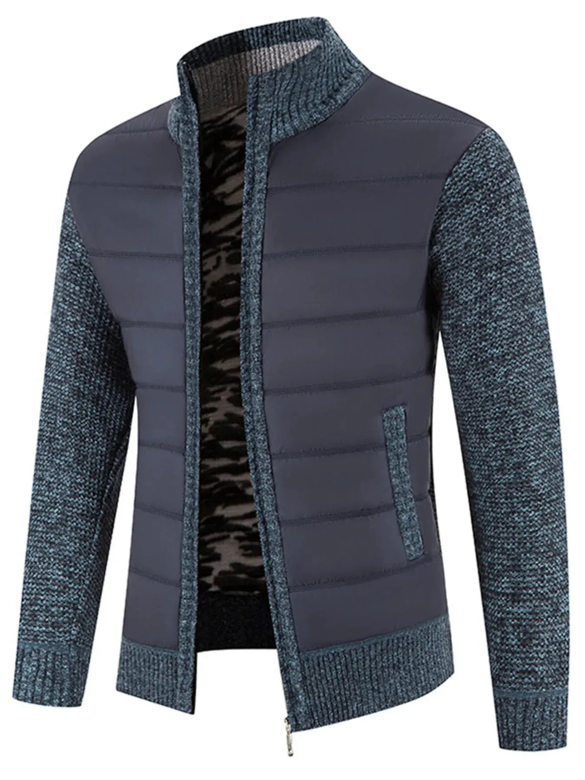 Men’s Plus Size Quilted Knit Bomber Jacket with Stand Collar | Partner Labels Selection by Partner Label