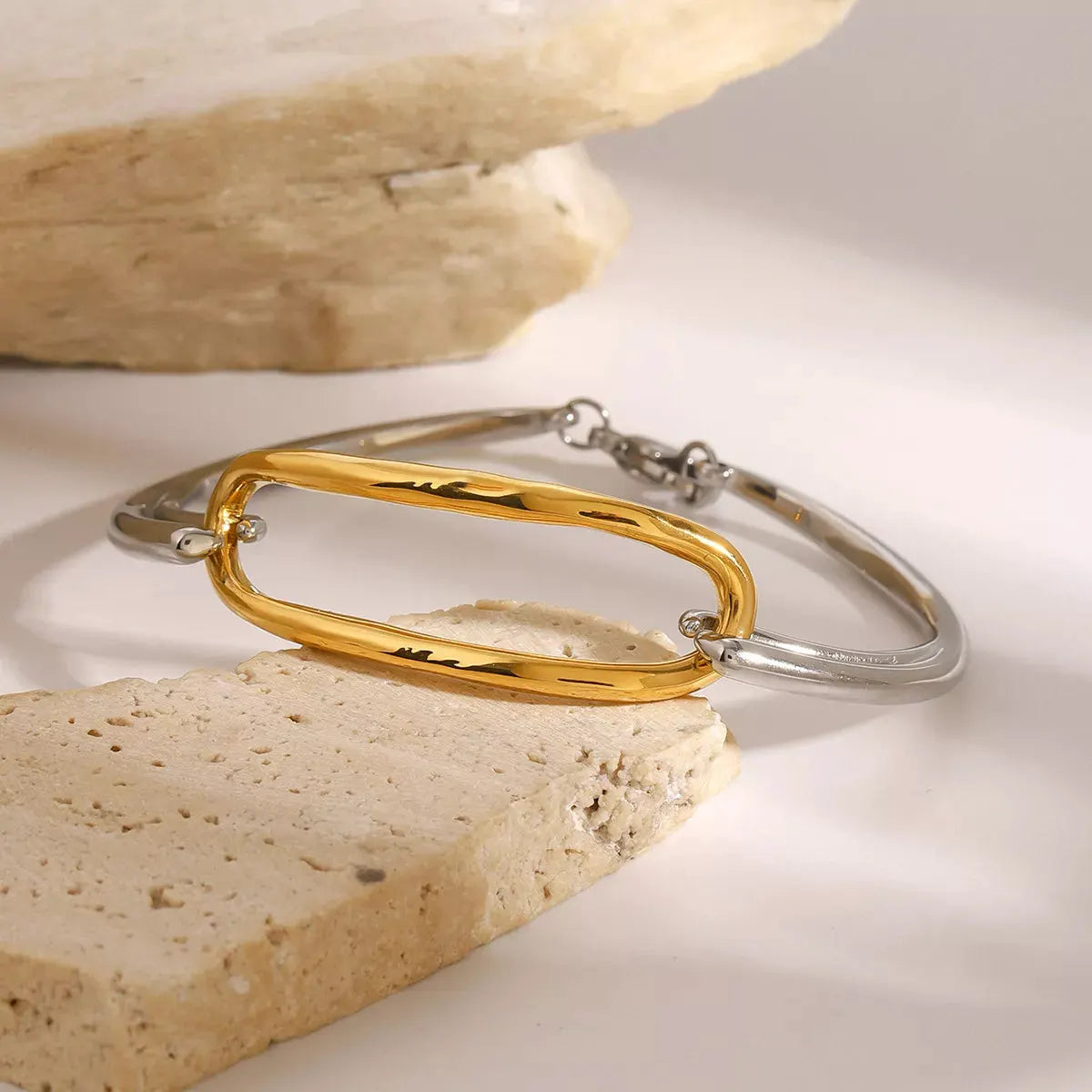 Two-Tone Geometric Link Bracelet by Partner Label