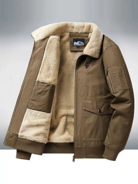 Men's Plus Size Warm Sherpa Lined Zip Up Jacket by Partner Label