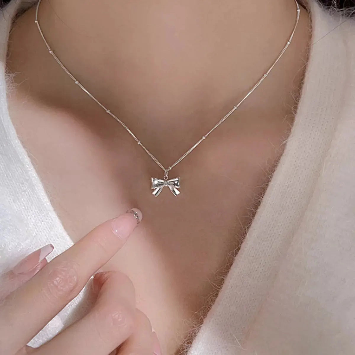 925 Sterling Silver Bow Necklace by Partner Labels