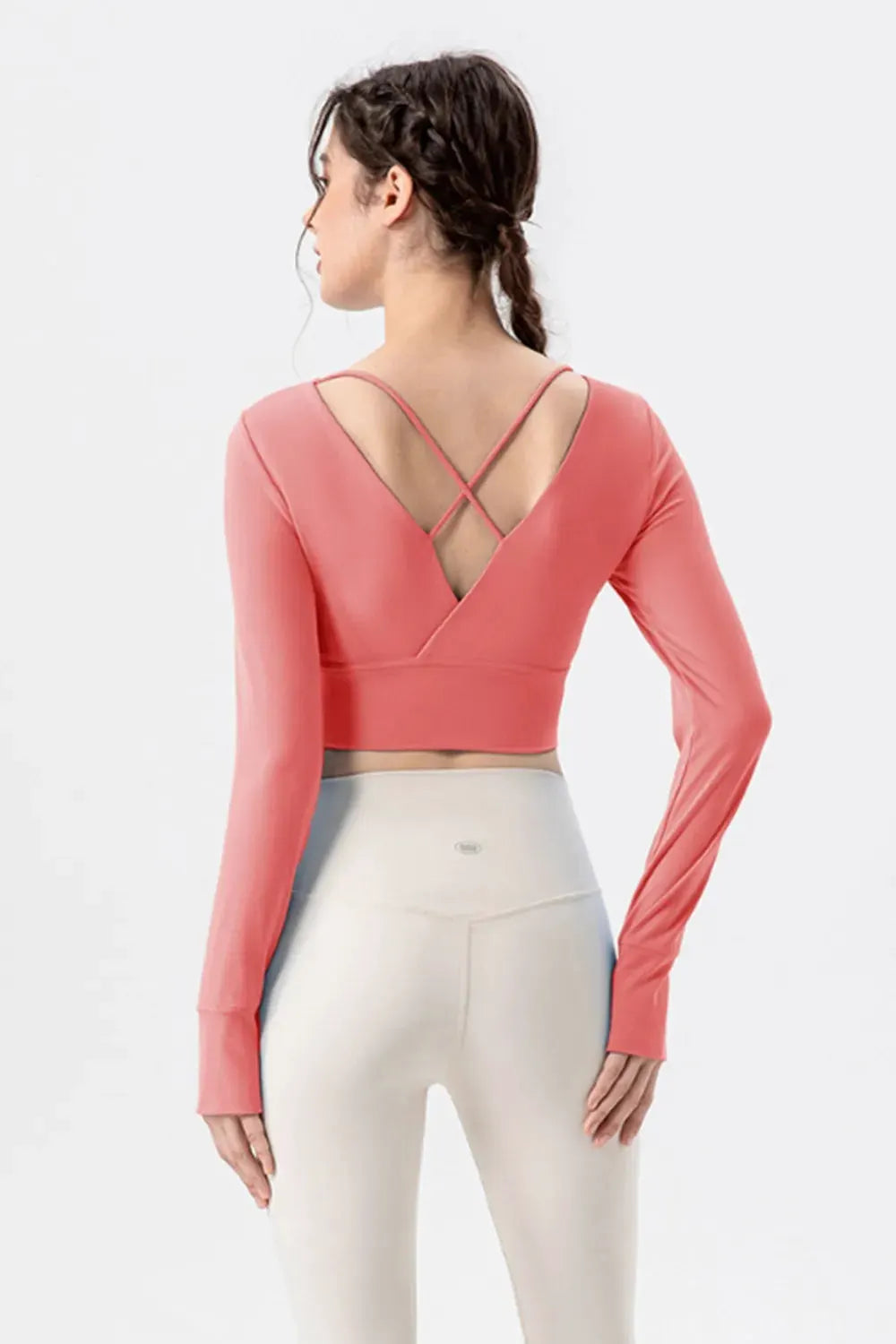 Square Neck Crisscross Active T-Shirt by Partner Label