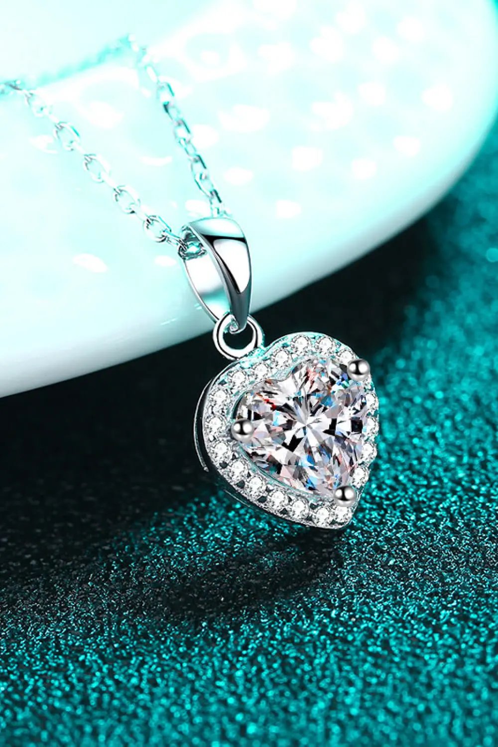 1 Carat Moissanite Heart Pendant Chain Necklace by Partner Labels