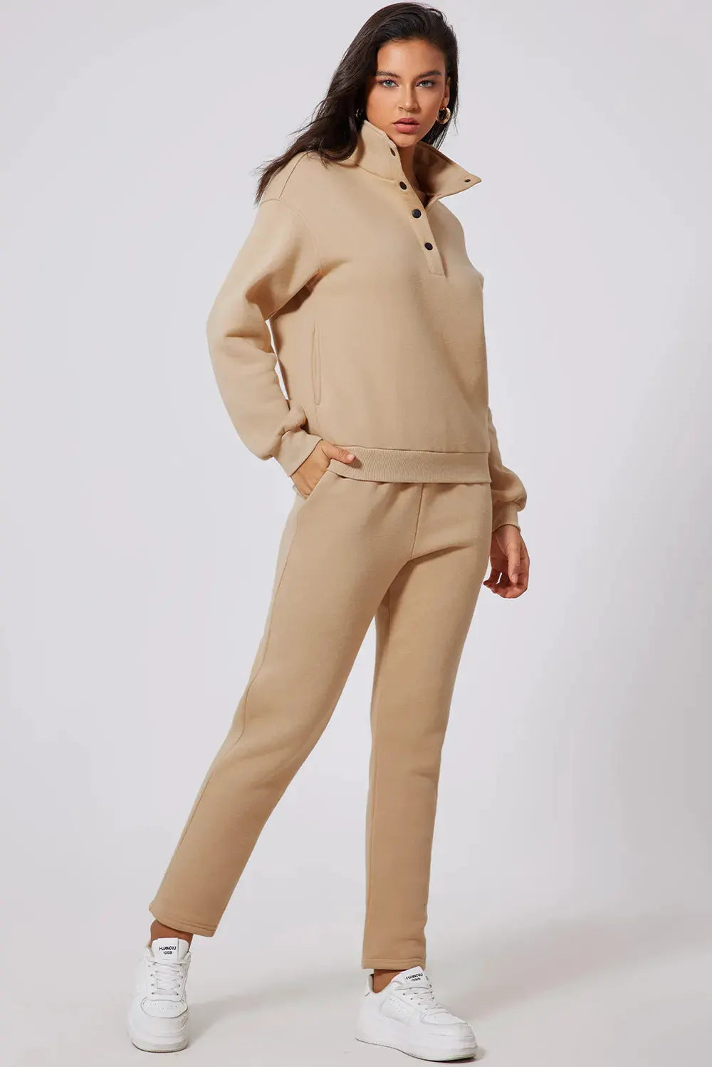 Half Snap Turtleneck Top and Pants Active Set by Partner Label