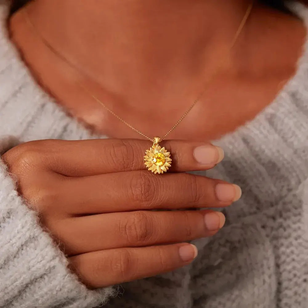 Sunflower Shape 18K Gold-Plated Pendant Necklace by Partner Label