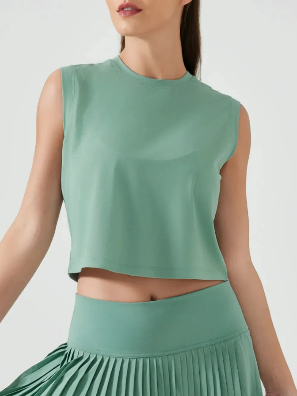 Millennia Round Neck Cropped Active Tank by Millennia