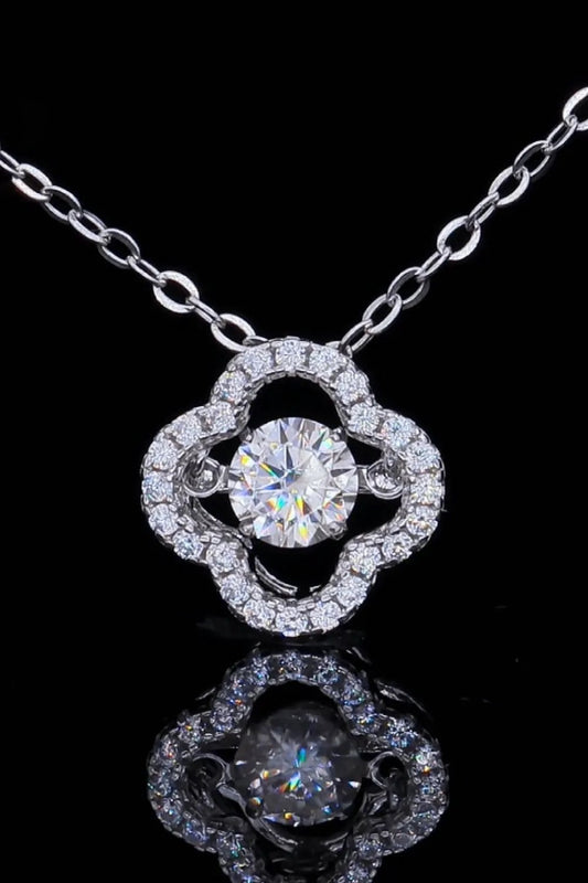 925 Sterling Silver Moissanite Flower Pendant Necklace by Partnel Label