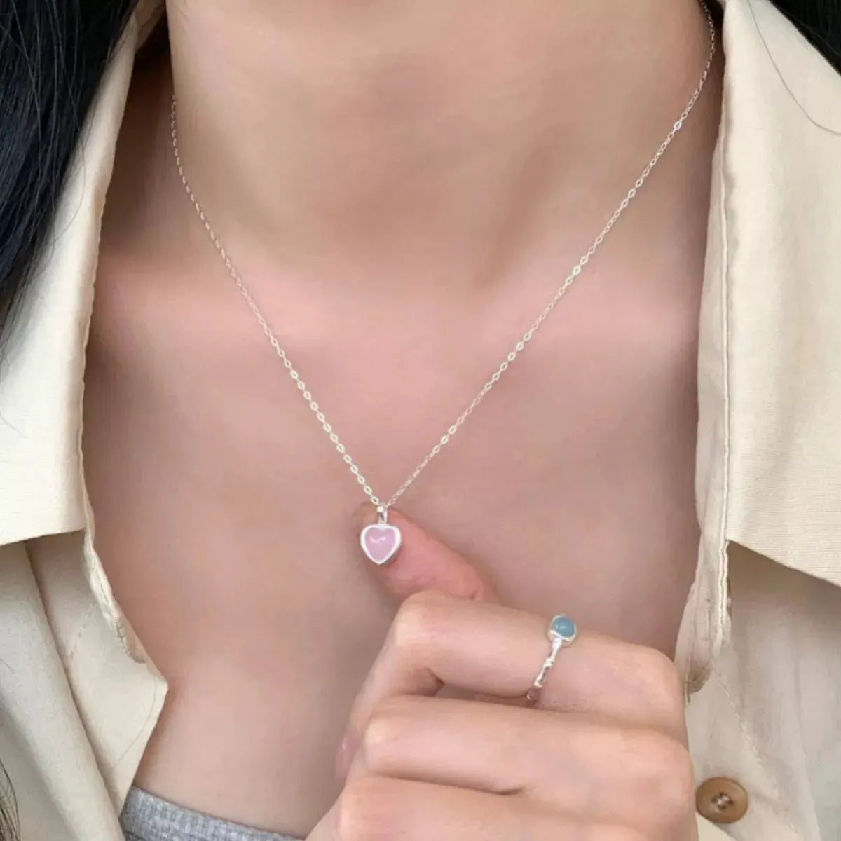 925 Sterling Silver Heart Pendant Necklace by Partner Labels