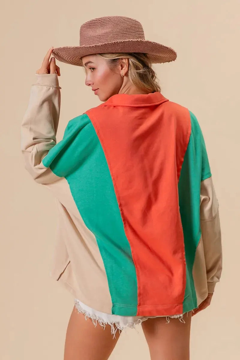 BiBi Colorblock Exposed Seam French Terry Sweatshirt by BiBi