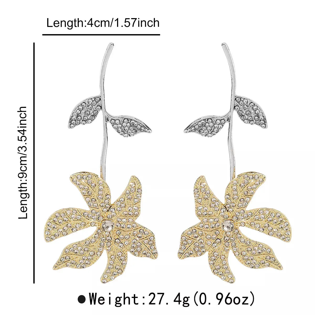 Rhinestone Flower Dangle Earrings by Partner Label