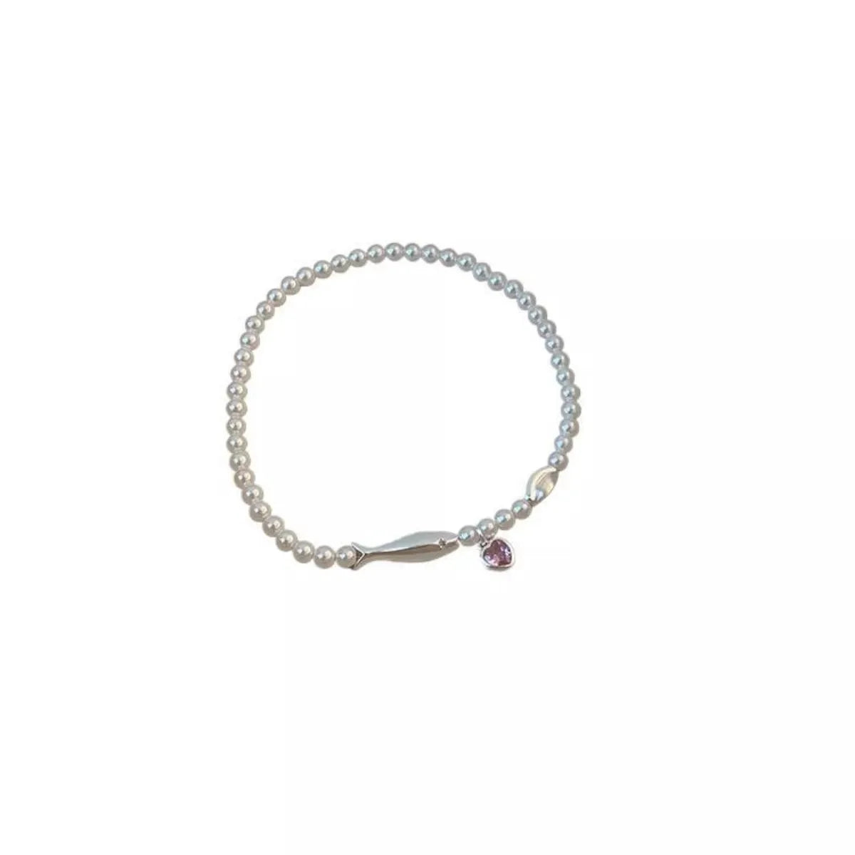 Pearl Fish Bracelet with Heart Charm by Partner Label