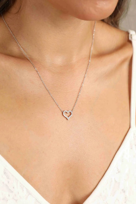 Adored Moissanite Platinum-Plated Heart Necklace by Partner Label