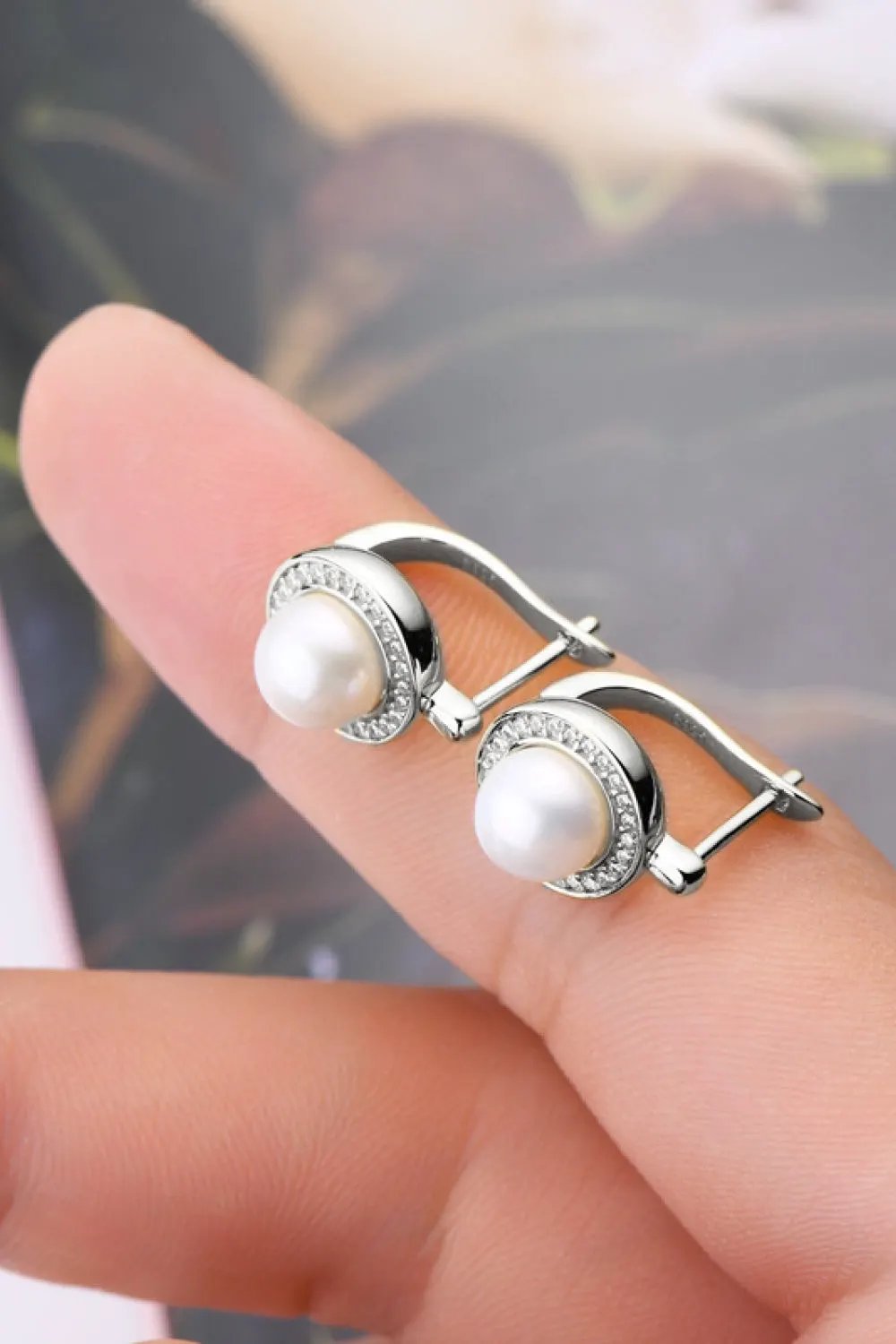 Moissanite Pearl 925 Sterling Silver Earrings by Partner Label