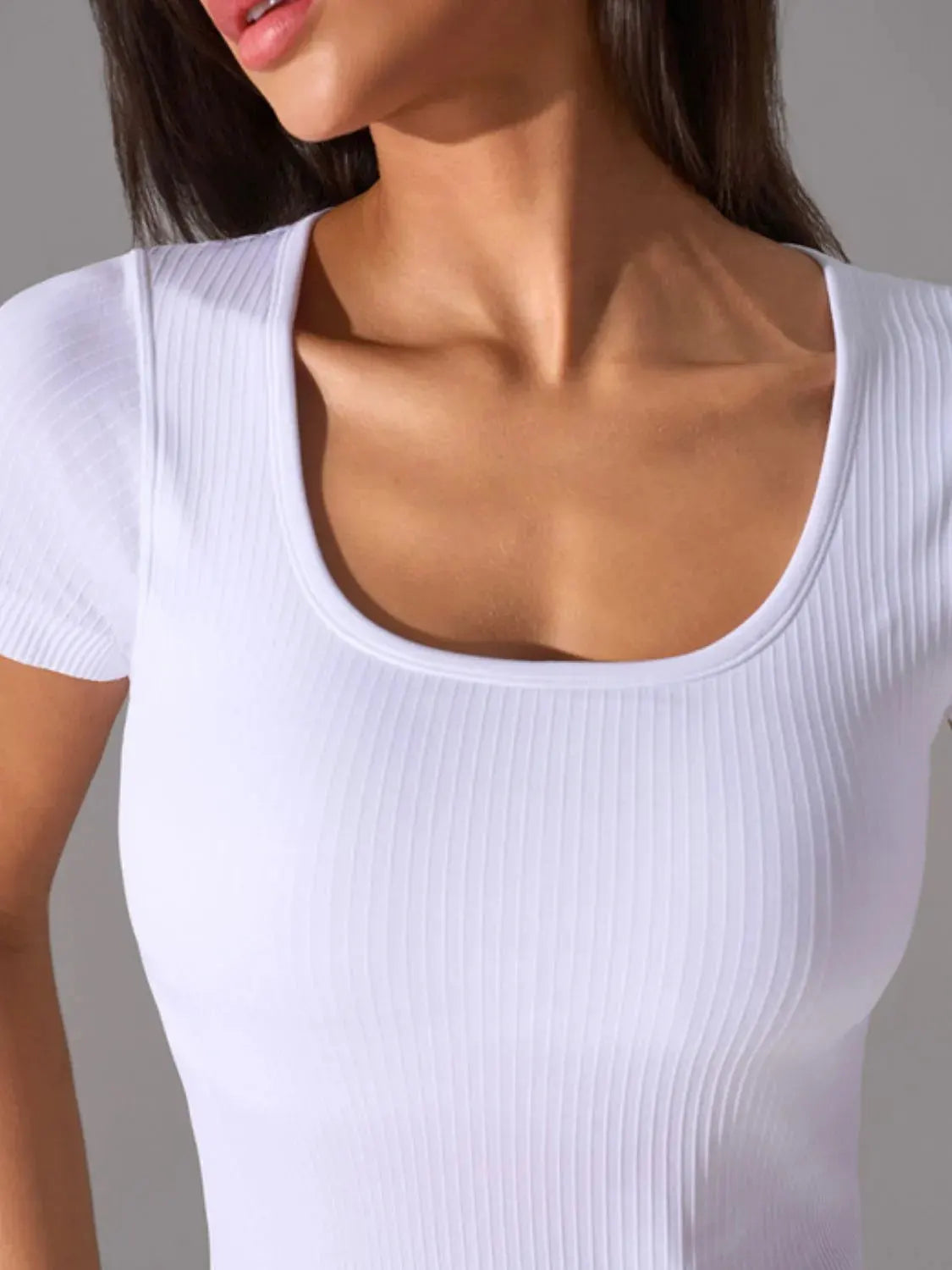 Square Neck Active T-Shirt with Detachable Chest Pads by Partner Label