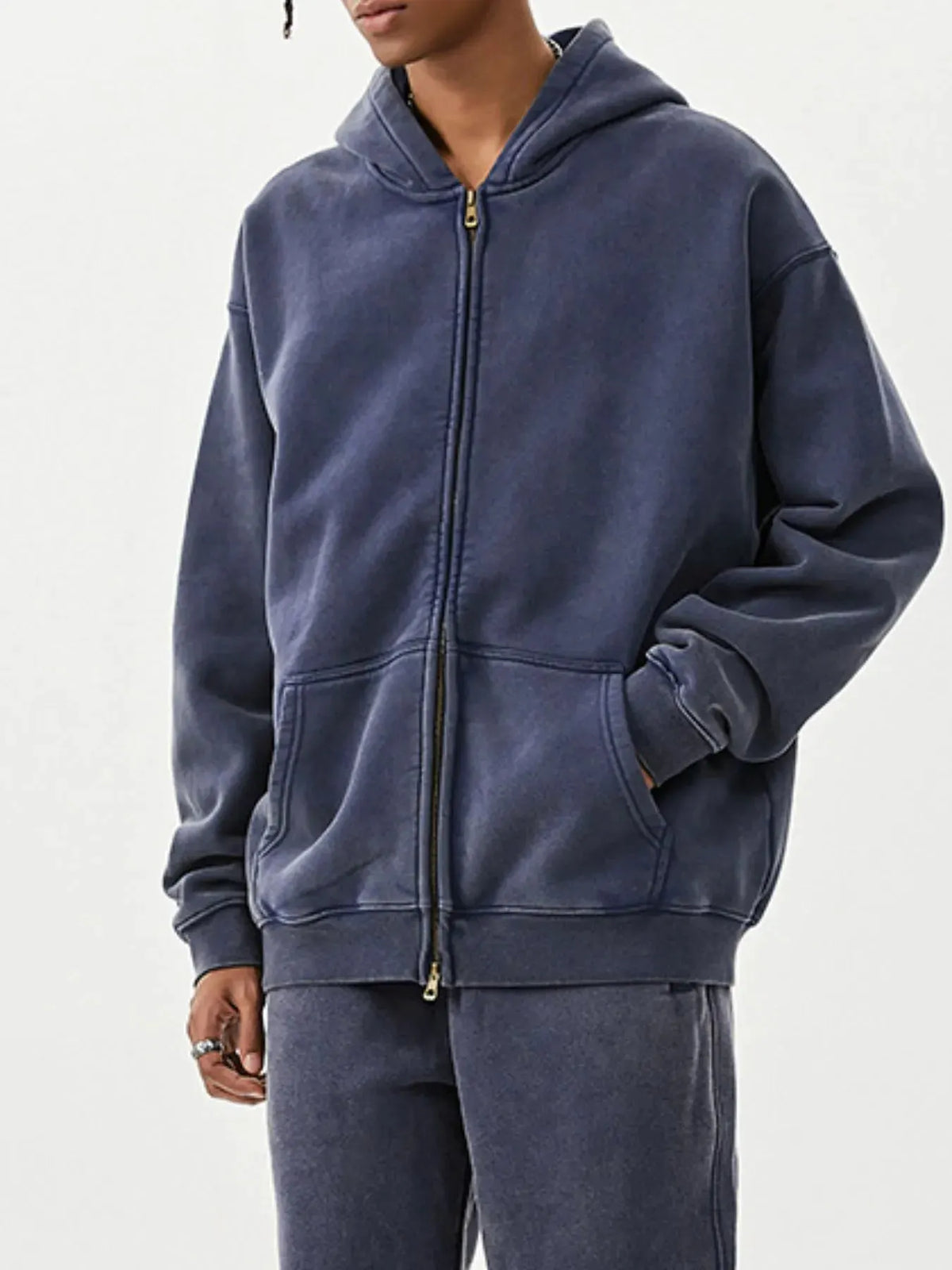 Men's Oversized Zip-Up Hoodie by Trendsi
