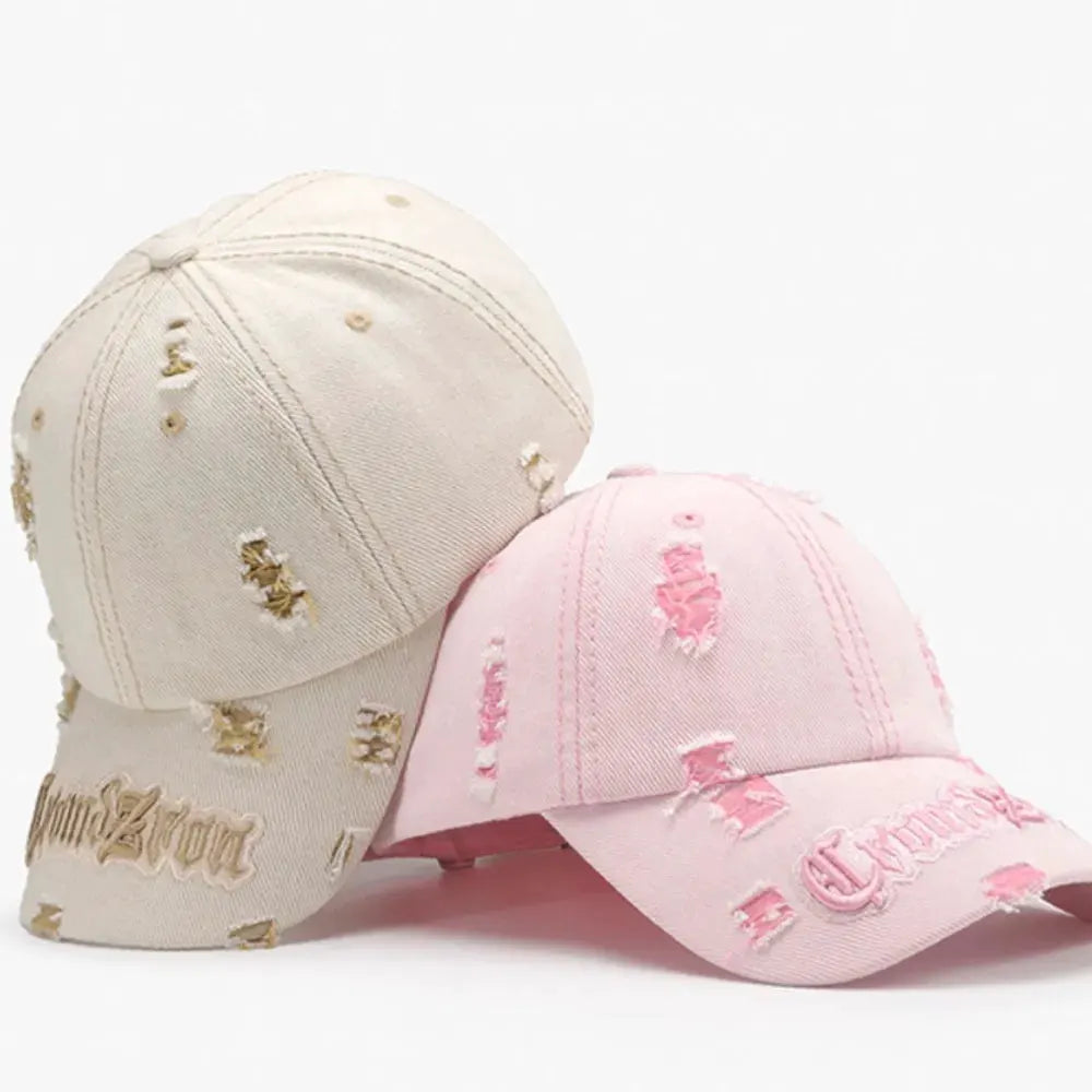Distressed Letter Embroidered Baseball Cap by Partner Label